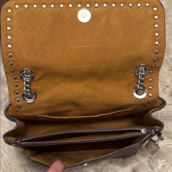Coach Purple Leather Crossbody Bag with Studs - Picture 3 of 7